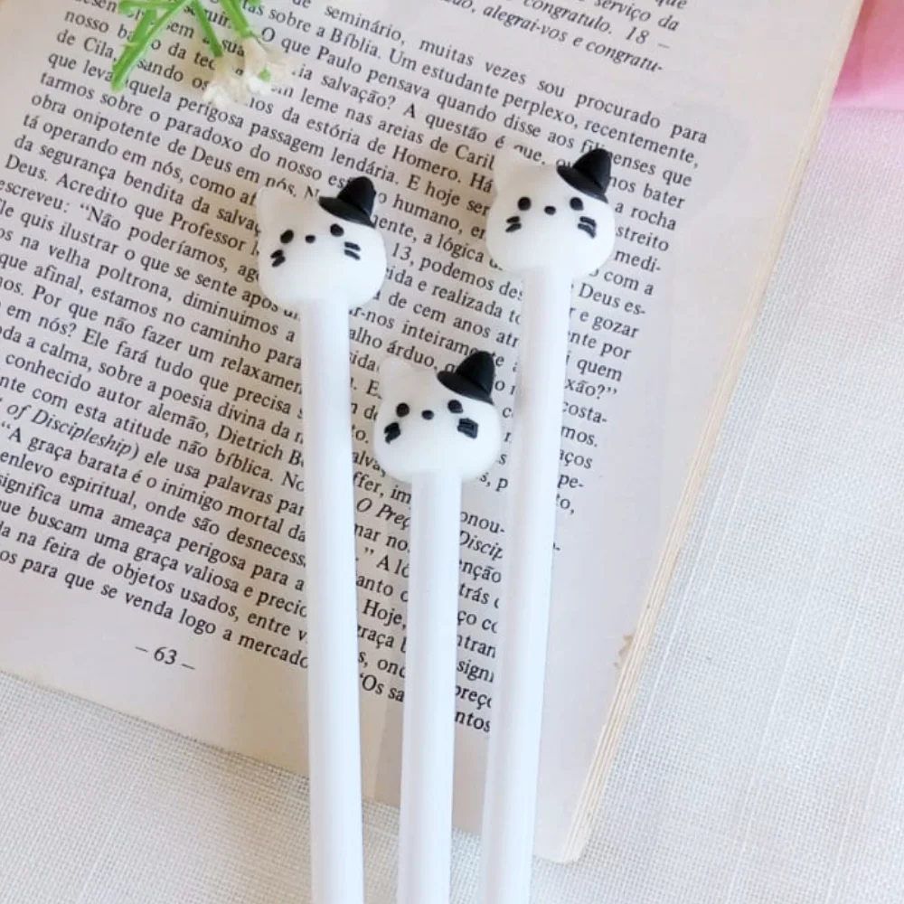 CANETA GATINHO BRANCO E PRETO